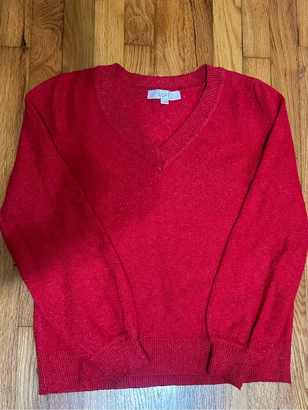 Women’s LOFT Red V-Neck Pullover Sweater size medium